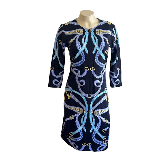 J. McLaughlin Dresses & Skirts - J. McLaughlin Catalina cloth navy equestrian sheath preppy dress XS